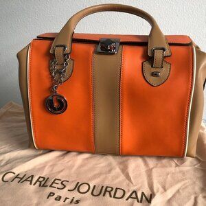 Orange and tan Charles Jourdan Leather “Kabrina” Bag
